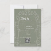 Sage Green Ornate Arch Botanical Wedding Reply By 出欠カード (裏面)