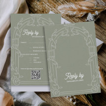 Sage Green Ornate Arch Botanical Wedding Reply By