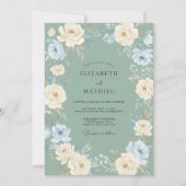Sage Green Painterly Winter Wedding 招待状 (正面)