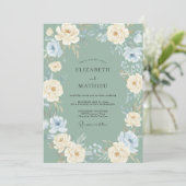 Sage Green Painterly Winter Wedding 招待状 (スタンド正面)