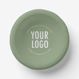 Sage Green Paper Bowls Custom Printed Company Logo ペーパーボウル