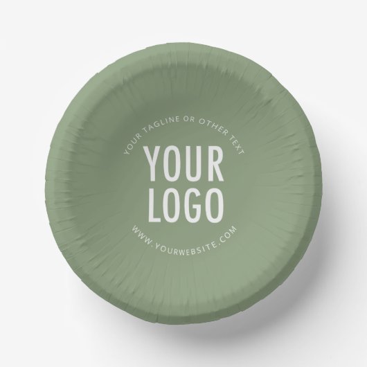 Sage Green Paper Bowls Custom Printed Company Logo ペーパーボウル (正面)
