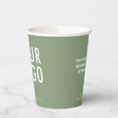 Sage Green Paper Cups Custom Business Logo 8 oz 紙コップ (左)