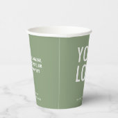 Sage Green Paper Cups Custom Business Logo 8 oz 紙コップ (右)