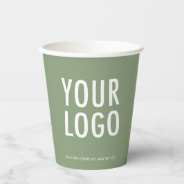 Sage Green Paper Cups Custom Business Logo 8 oz 紙コップ