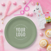 Sage Green Paper Plates Company Logo Branded Bulk ペーパープレート (パーティー)