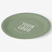 Sage Green Paper Plates Company Logo Branded Bulk ペーパープレート (アングル)