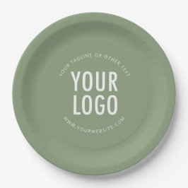 Sage Green Paper Plates Company Logo Branded Bulk ペーパープレート