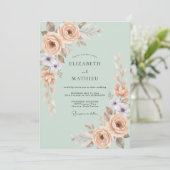 Sage Green Pastel Botanical Wedding 招待状 (スタンド正面)