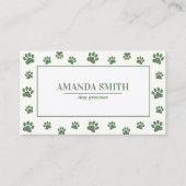Sage Green Paw Prints Dog Groomer Business Card 名刺 (正面)