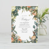 Sage Green, Peach, and Cream Floral Wedding 招待状 (スタンド正面)