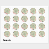 Sage Green Peony Floral Round Sticker ラウンドシール (シート)