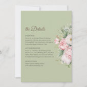 Sage Green Peony Floral Wedding Details Card 招待状 (正面)