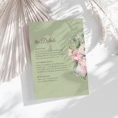 Sage Green Peony Floral Wedding Details Card 招待状
