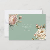 Sage Green Peony Garden Wedding RSVP Card (裏面)