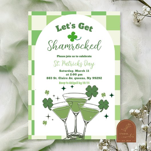 Sage Green Peppy St Patrick's Day Invitation 招待状