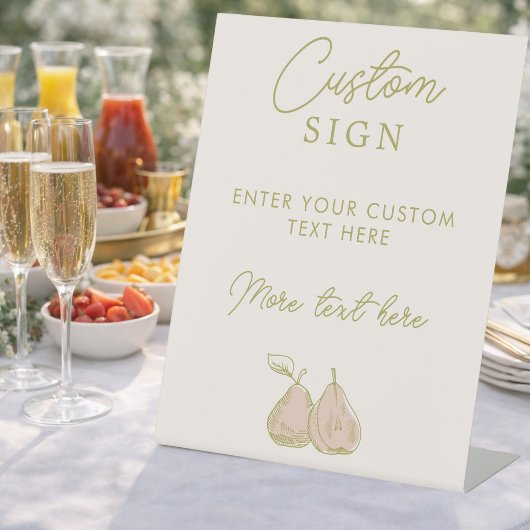 Sage Green Perfect Pear Bridal Shower Custom Sign 台座サイン