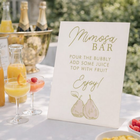 Sage Green Perfect Pear Bridal Shower Mimosa Bar 台座サイン