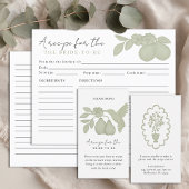 Sage Green Perfect Pear Bridal Shower Recipe Card