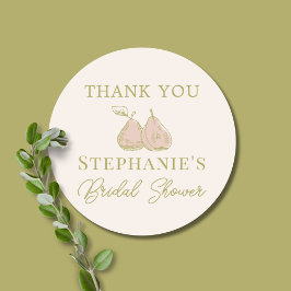 Sage Green Perfect Pear Bridal Shower Thank You ラウンドシール