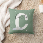 Sage Green Personalized Baby Name Pillow Custom クッション (ブランケット)