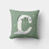 Sage Green Personalized Baby Name Pillow Custom クッション (正面)