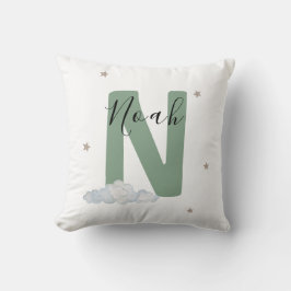 Sage Green Personalized Baby Name Pillow Custom クッション