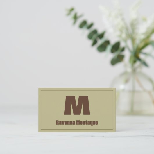 Sage Green Personalized Monogram Letter Name 名刺 (スタンド正面)