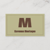 Sage Green Personalized Monogram Letter Name 名刺 (正面)