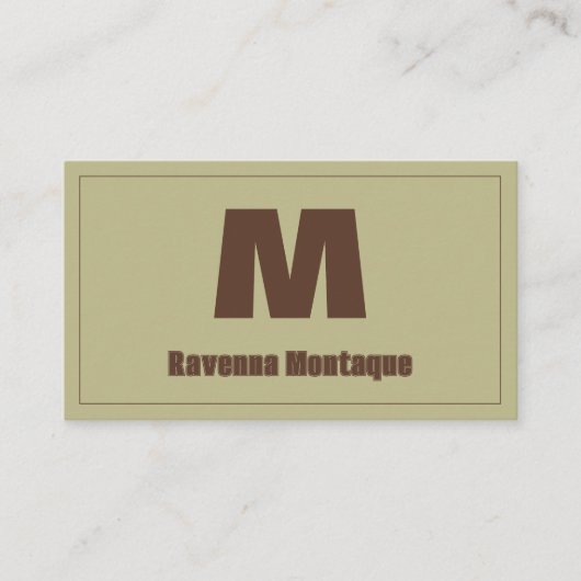 Sage Green Personalized Monogram Letter Name 名刺 (正面)