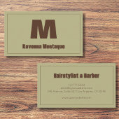 Sage Green Personalized Monogram Letter Name 名刺