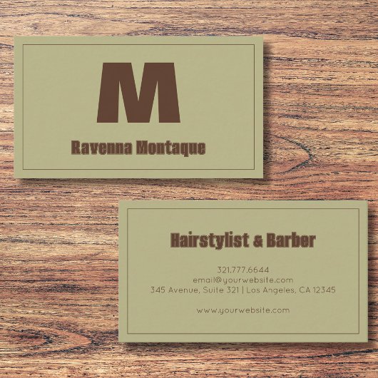 Sage Green Personalized Monogram Letter Name 名刺