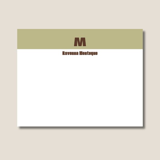 Sage Green Personalized Name Letter Monogram ノートカード