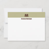 Sage Green Personalized Name Letter Monogram ノートカード (正面)