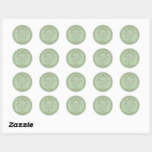 Sage Green Personalized Teddy Bear Bow ラウンドシール (シート)