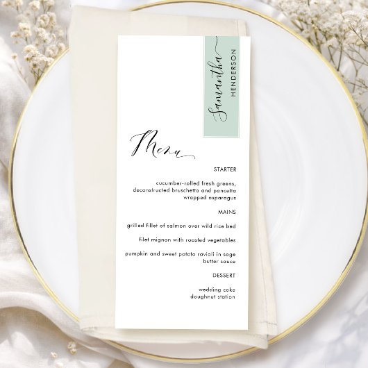 Sage Green Personalized with Guest Name Elegant メニュー