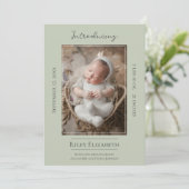 Sage Green Photo モダン Birth発表 案内状 (スタンド正面)