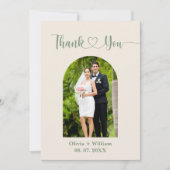 Sage Green Photo 結婚's サンキューカード (正面)