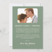 Sage Green Photo 結婚's サンキューカード (裏面)