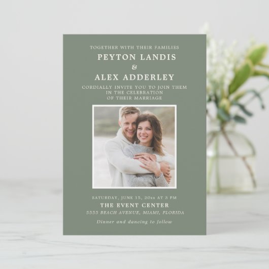 Sage Green Photo 結婚's 招待状 (スタンド正面)