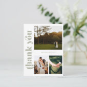Sage Green Photo 結婚's Thank Youポストカード ポストカード (スタンド正面)