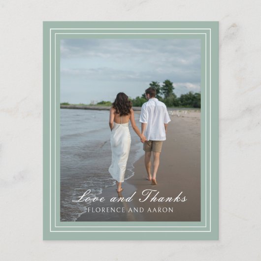 Sage Green Photo Budgetの結婚サンキューカード (正面)