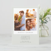 Sage Green Photo Collageモダン結婚's セーブザデート (スタンド正面)