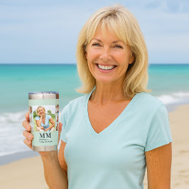 Sage green photo collageモノグラム名 保温保冷タンブラー