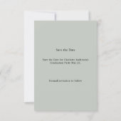 Sage green Photo Graduation Party Save the Date セーブザデート (裏面)