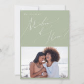Sage Green Photo Matron of Honor Proposal Card 招待状 (正面)