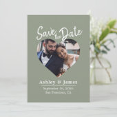 Sage Green Photo Modern Script Save the Date セーブザデート (スタンド正面)