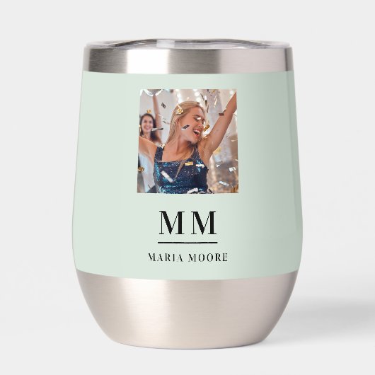 Sage green photo monogramイニシャル名 (背面)