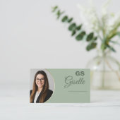 Sage Green Photo Monogram Realtor Luxury 名刺 (スタンド正面)