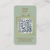 Sage Green | Photo Online RSVP QR Code Wedding  エンクロージャーカード (正面)